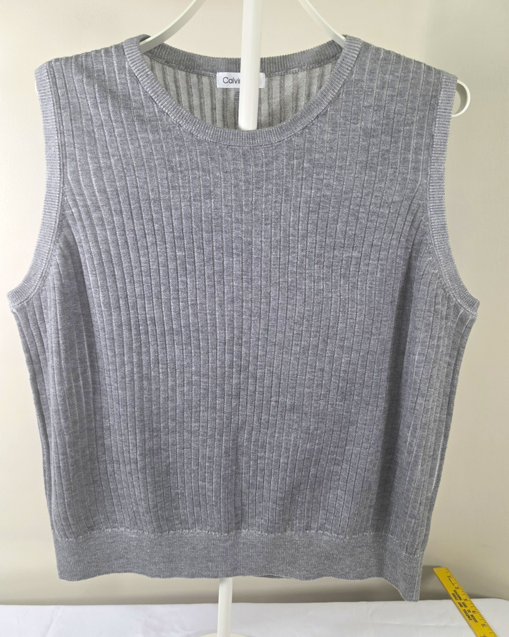 Calvin Klein Womens Gray Cable Knit Sweater Vest XL NWT Minimalist